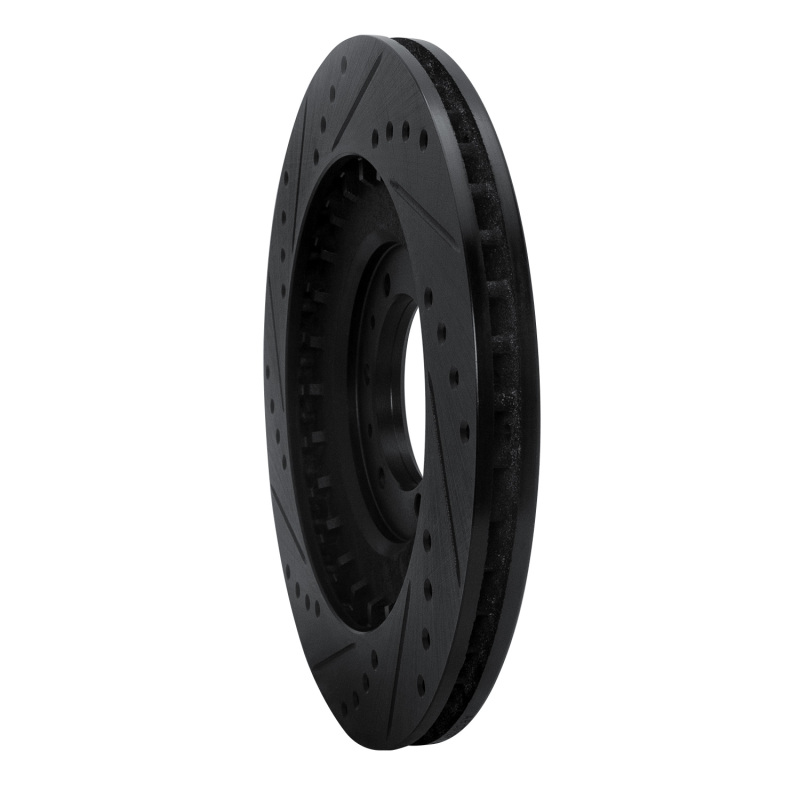 Mitsubishi Montero Brake Rotor (1) - Front Right - R1 Concepts - Drilled & Slotted - Black - `98-`04